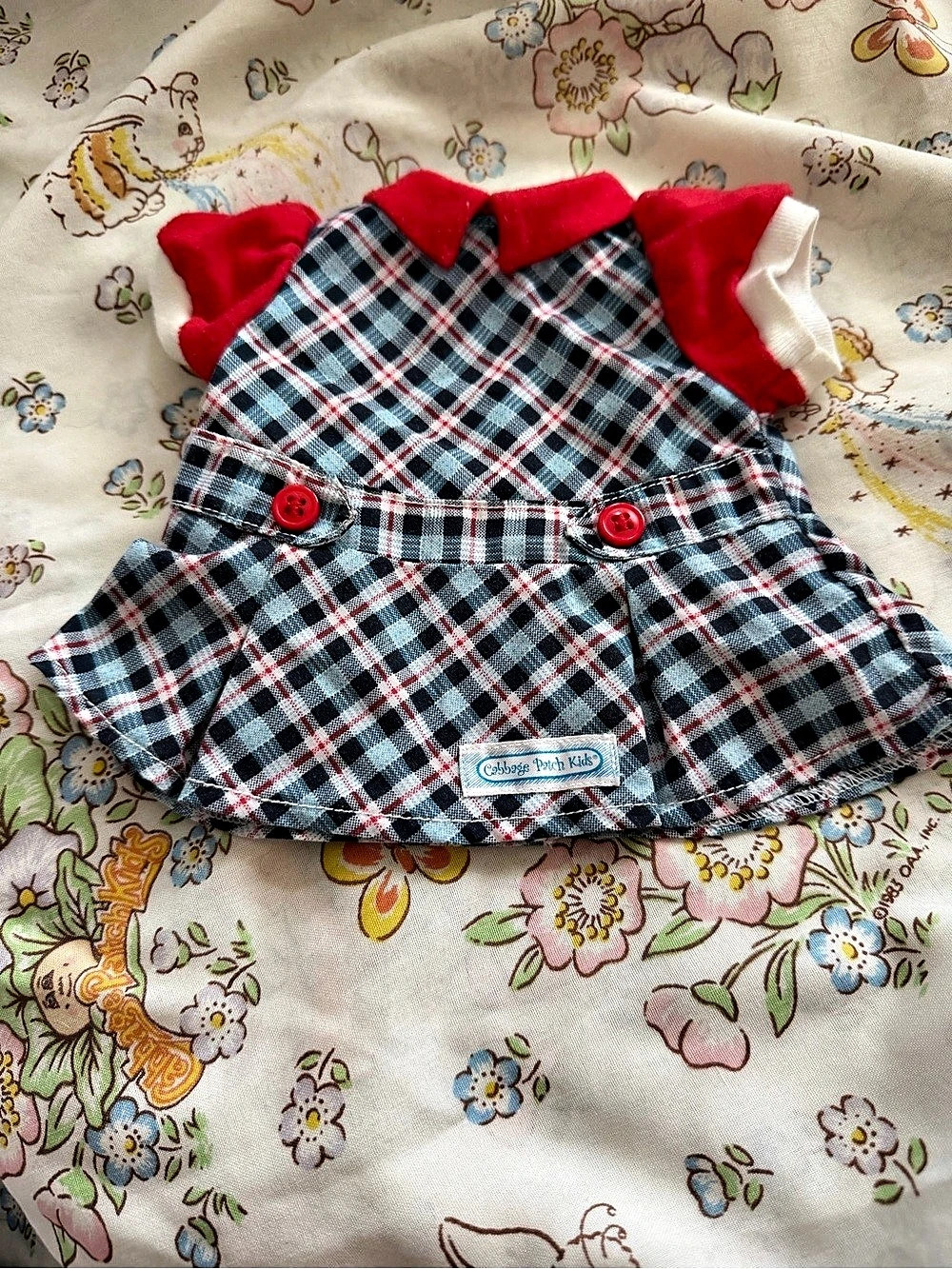 CPK Plaid Dress in Blue & Red 14” doll size